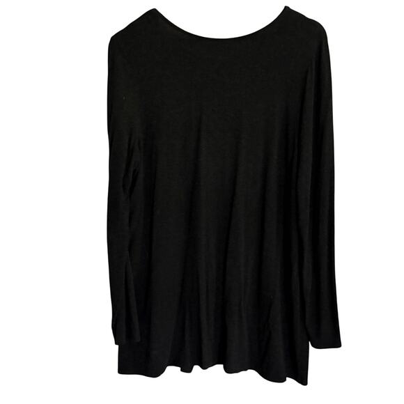 Eileen Fisher Pintuck Jersey Tunic L Charcoal Gray Dress Blouse Top Stretch - Picture 2 of 5